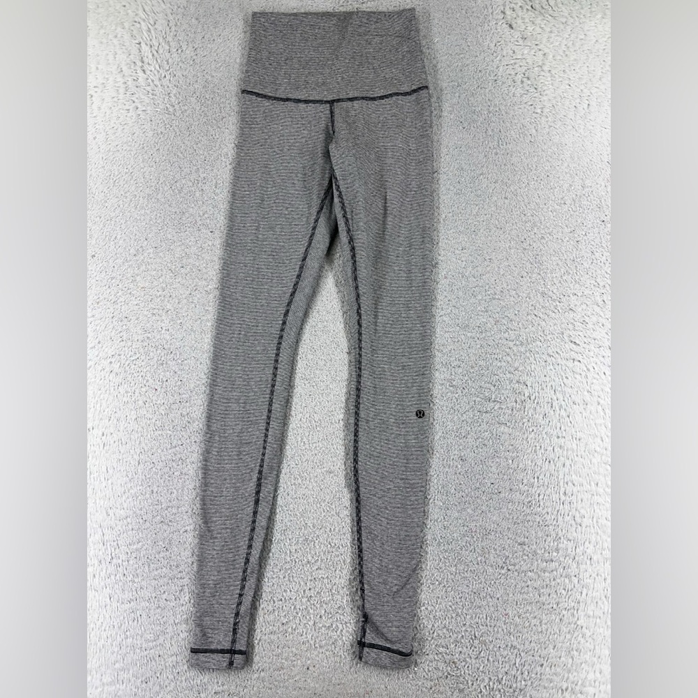 Lululemon Gray Black Stripe High Times Pant Dance Gym 29"